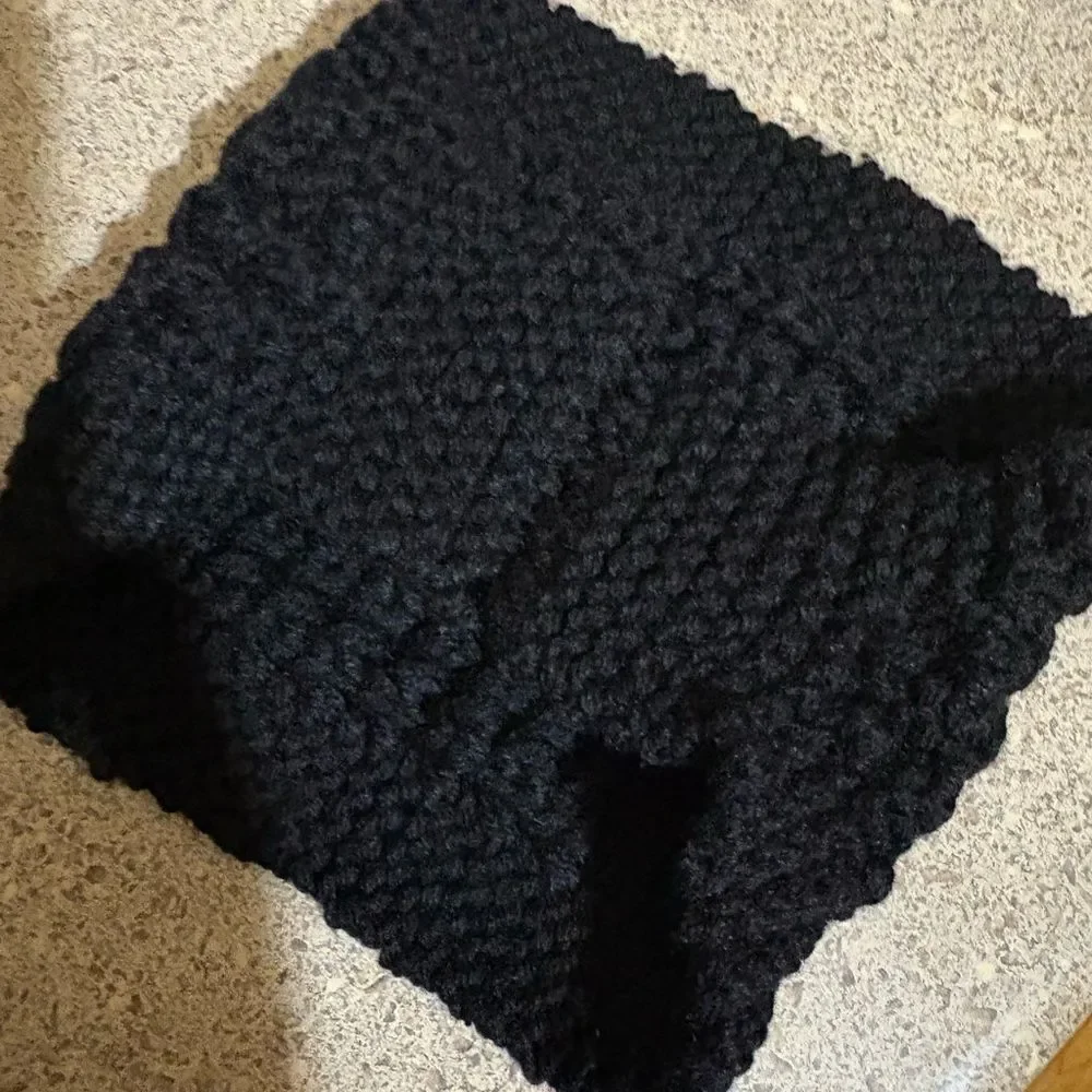 Handmade Black Knit Scarf